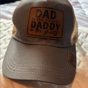 Crude Trucker Hat :Gray and Tan Dad in the streets daddy in the sheets